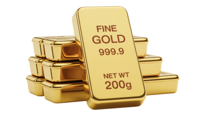 Shiny gold bars stacked high, representing wealth and financial success