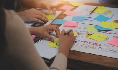 Team of business people working together in the meeting room office, teamwork background charts and graphs banner, double exposure successful teamwork,business planning concept.
