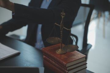Law theme, gavel or mallet of the judge, lawyer enforcement officers, evidence-based cases taken into account in the court abount business, legislation.