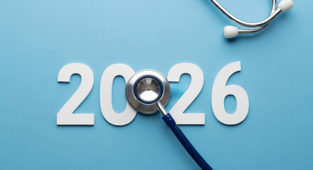 New year end work christmas medical stethoscope 2026 blue health update planning cheerful holiday care
