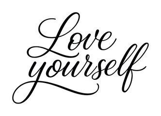 Love yourself calligraphy typography with elegant script font design