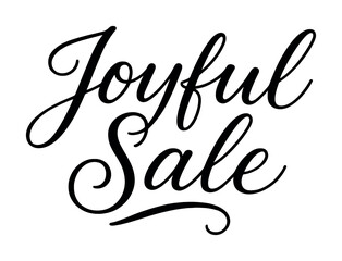Obraz premium Elegant calligraphy of joyful sale text in black on white background