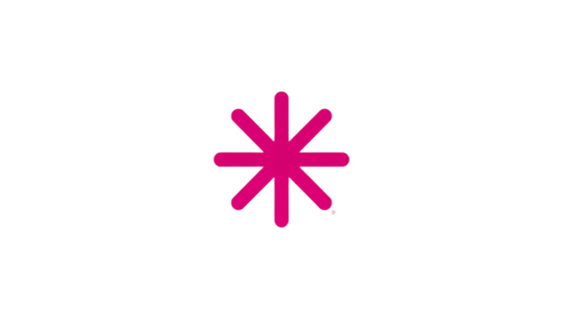 Minimalist Star Icon with Eight Points in Magenta on White Background for Digital Projects