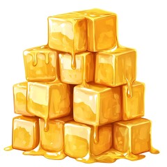 Honeycomb Cubes Dripping Honey