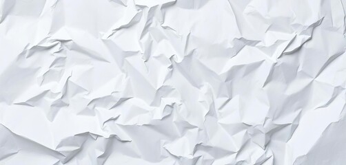 Close-up of a crumpled sheet of white paper, showing texture and creases,  shadow,  distressed