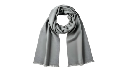 Luxurious soft gray textile accessory draped elegantly against a solid black background