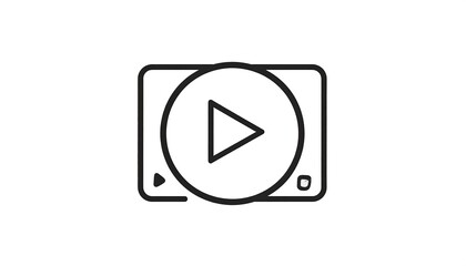 Outline icon depicting a digital media player with a central play button