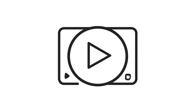 Outline icon depicting a digital media player with a central play button