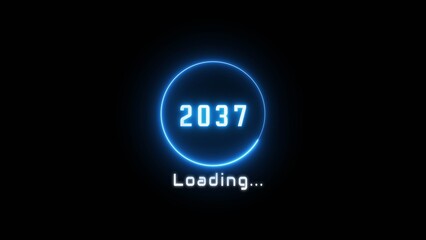 Neon loading bar illustration. New year loading concept. Progress loading icon symbol.