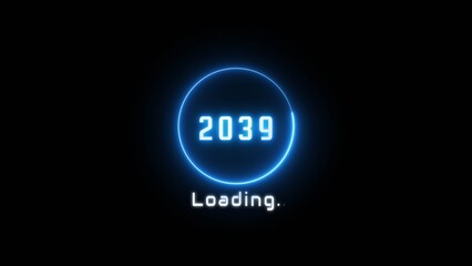 Neon loading bar illustration. New year loading concept. Progress loading icon symbol.