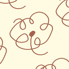 boho flower on neutral tone background seamless pattern