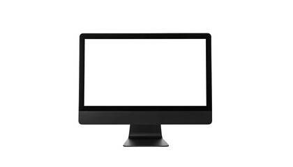 Black monitor, sleek, stands isolated against a dark background