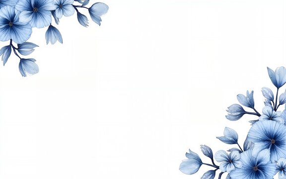 Floral and botanical line art invitation card template. Set of hand drawn wedding ceremony with flower, blooms, branch. Blue blossom watercolor design suitable for flyer, greeting, banner, cover.