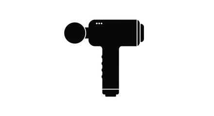 Black silhouette of a modern percussive massage gun isolated on white