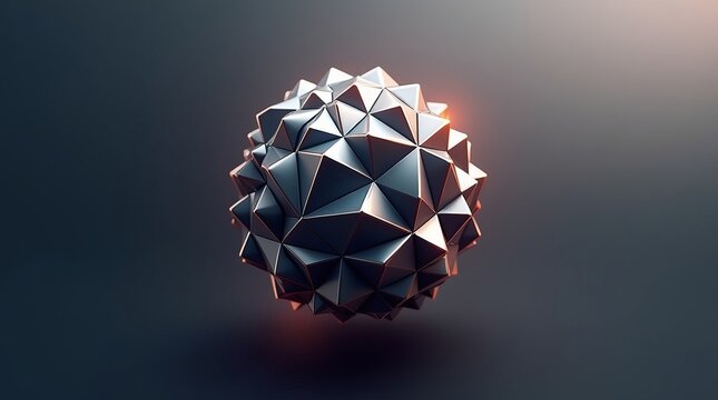 Geometric metallic sphere abstract polyhedron