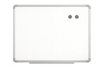 Whiteboard with magnets, blank dry erase board for office presentations, education, and business planning, transparent background