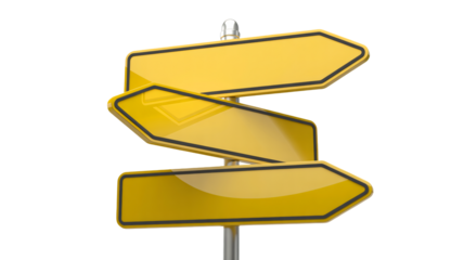 Navigate your future with blank directional signposts pointing forward