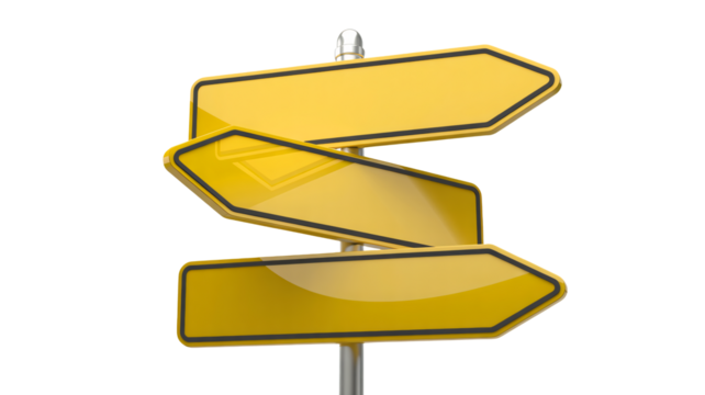 Navigate your future with blank directional signposts pointing forward