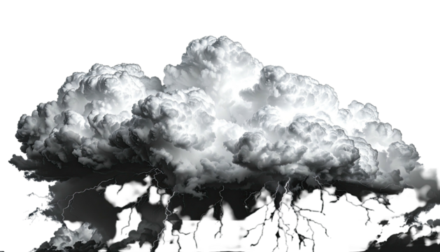Dramatic storm cloud with lightning bolts over a dark background - Powered by Adobe