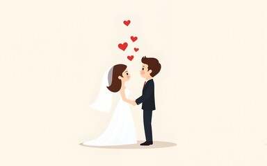 Vector wedding icons, bride, groom, couple, love, marriage. High quality