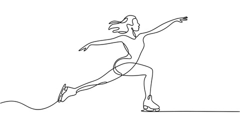 a figure skater in a dynamic pose with outstretched arms, symbolizing grace, balance, and athletic art.