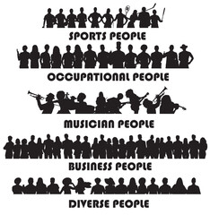 silhouettes of people diversity ethnicity different role character