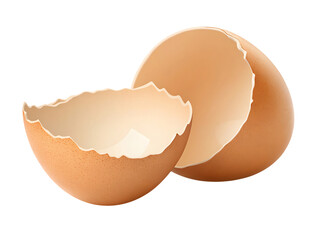 Broken eggshell pieces isolated on a simple clean surface for food and culinary themes isolated on transparent background
