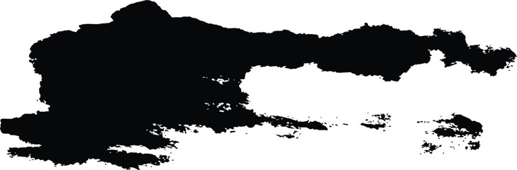 Fototapeta premium Black Abstract Map Silhouette Vector Graphic with Jagged Rough Edges