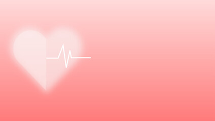 Heart Health Graphic With Electrocardiogram Line On A Red Gradient Background Symbolizing Vital Signs