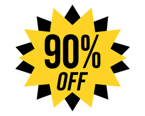 90 percent off discount badge vector illustration isolated on white background