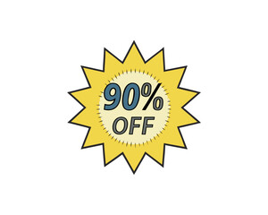 90 percent off discount badge vector illustration isolated on white background