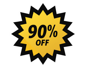 90 percent off discount badge vector illustration isolated on white background