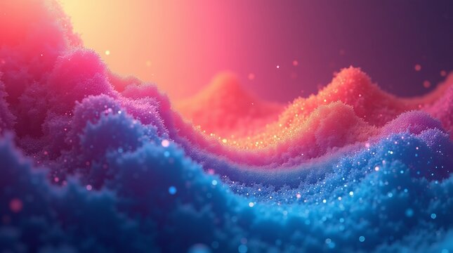 Vibrant Cotton Candy Mountains With Glitter abstract
