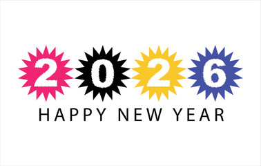 Pop Art Halftone Vector for Happy New Year 2026 - Vibrant Red Comic Style Typography with Dot Pattern Celebration Graphic