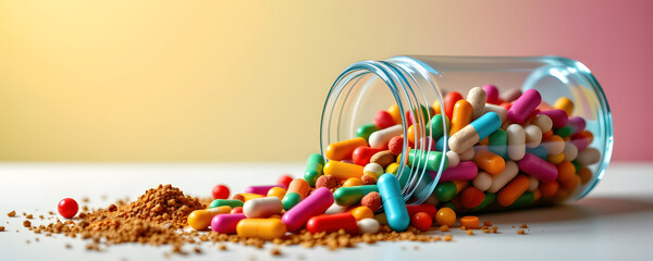 Colorful Supplement and Herbal Capsules Display with Modern Design