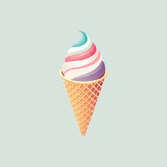 Colorful Swirl Ice Cream Cone Vector