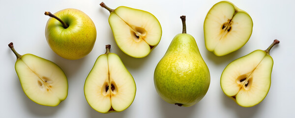 Vibrant Green Pear Slices with Fresh Interior White