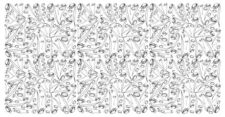 seamless pattern with black ink sprouts