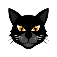 A black cat head with yellow eyes