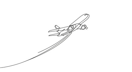 Minimalist Airplane One Line Drawing &ndash; Elegant Travel and Aviation Illustration