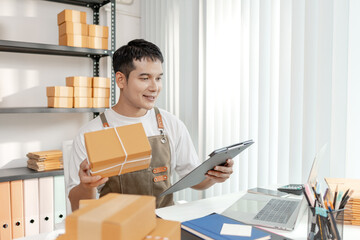 Ecommerce startup demonstrating modern online business model, combining packaging, logistics, and...