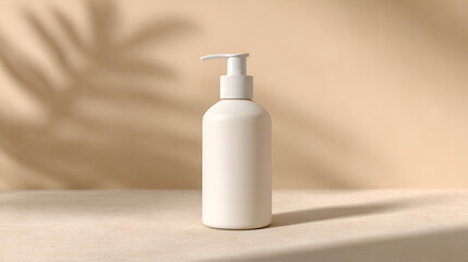 White lotion bottle on gray background