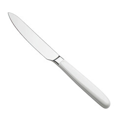 A simple, silver-toned knife with white handle