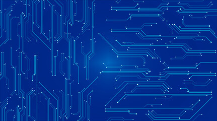 Cyber Data Flow Circuit Vector Blue Electronic Connection Background