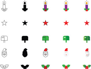 High-quality editable vector Christmas icon set, flat Christmas holiday icons