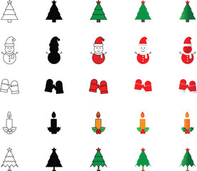High-quality editable vector Christmas icon set, flat Christmas holiday icons