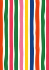 Hand drawn colorful vertical stripes seamless pattern background