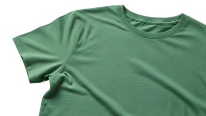 Close up of a plain sage green casual top against a dark background