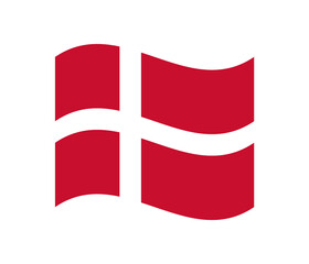 Minimalist wavy style Denmark flag symbol
