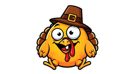Obraz premium Cute Thanksgiving Turkey Emoji Character with Pilgrim Hat Vector Design